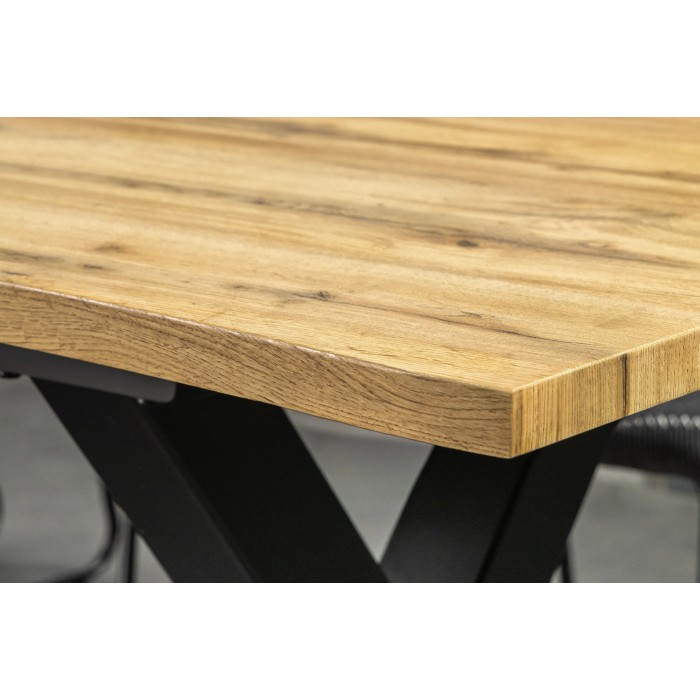 Mesa de comedor extensible RIVET hasta 220 cm – Madera y metal negro – Estilo industrial