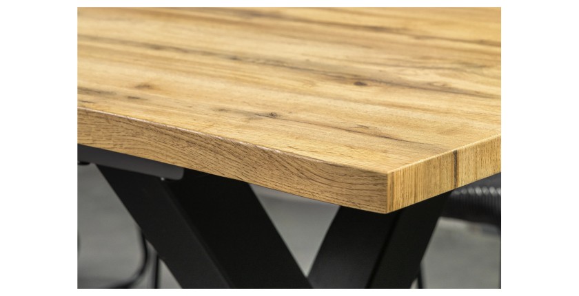 Table de salle à manger RIVET extensible jusqu'à 220 cm – Bois et métal noir – Style industriel