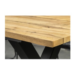 Table de salle à manger RIVET extensible jusqu'à 220 cm – Bois et métal noir – Style industriel