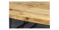 Table de salle à manger RIVET extensible jusqu'à 220 cm – Bois et métal noir – Style industriel