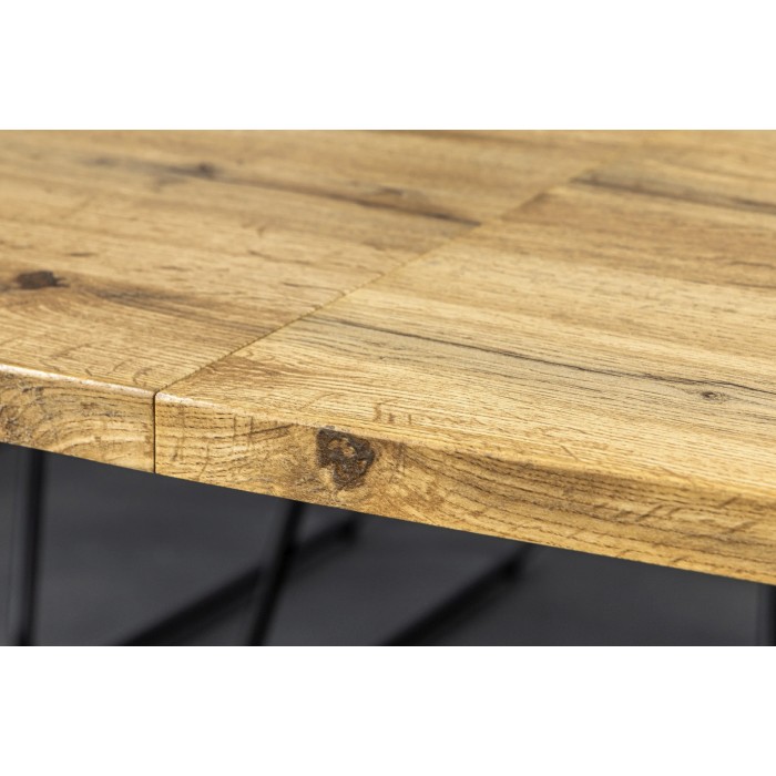 Mesa de comedor extensible RIVET hasta 220 cm – Madera y metal negro – Estilo industrial