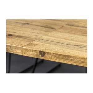 Table de salle à manger RIVET extensible jusqu'à 220 cm – Bois et métal noir – Style industriel