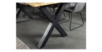 Table de salle à manger RIVET extensible jusqu'à 220 cm – Bois et métal noir – Style industriel