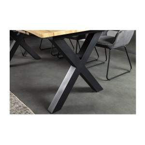 Table de salle à manger RIVET extensible jusqu'à 220 cm – Bois et métal noir – Style industriel