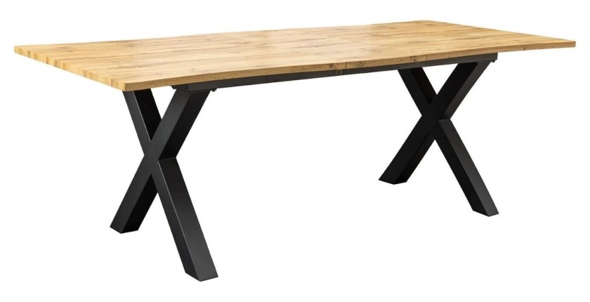 Table de salle à manger RIVET extensible jusqu'à 220 cm – Bois et métal noir – Style industriel