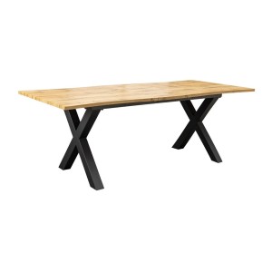 Table de salle à manger RIVET extensible jusqu'à 220 cm – Bois et métal noir – Style industriel