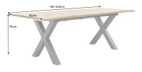 Table RIVET bois extensible 220cm dimensions