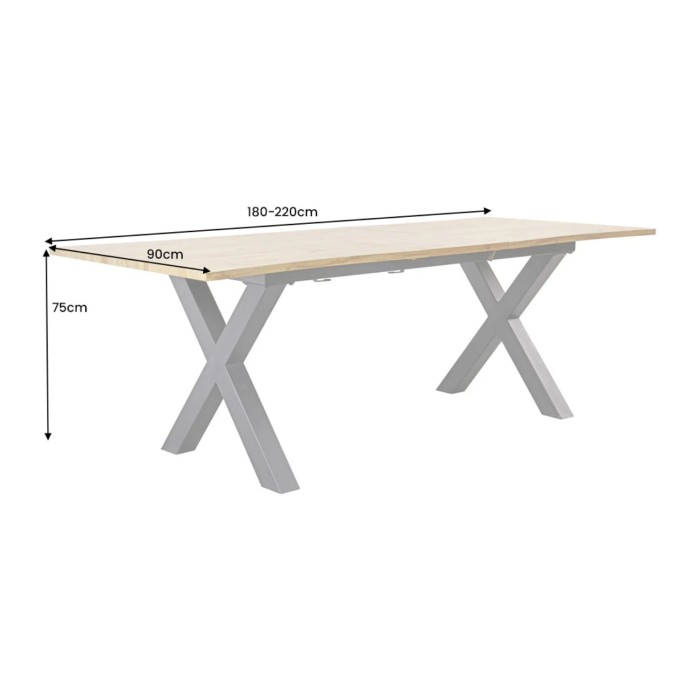 Table RIVET bois extensible 220cm dimensions