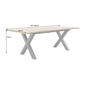 Table de salle à manger RIVET extensible jusqu'à 220 cm – Bois et métal noir – Style industriel
