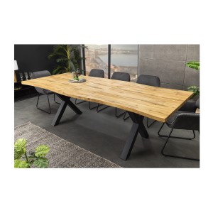 Table de salle à manger RIVET – Extensible 160 à 200 cm – Bois et métal noir – Style industriel