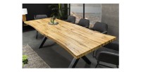Table de salle à manger RIVET – Extensible 160 à 200 cm – Bois et métal noir – Style industriel