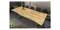 Table de salle à manger RIVET – Extensible 160 à 200 cm – Bois et métal noir – Style industriel