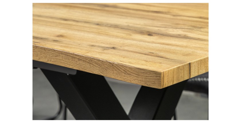 Table de salle à manger RIVET – Extensible 160 à 200 cm – Bois et métal noir – Style industriel