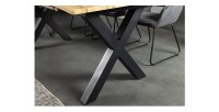 Table de salle à manger RIVET – Extensible 160 à 200 cm – Bois et métal noir – Style industriel