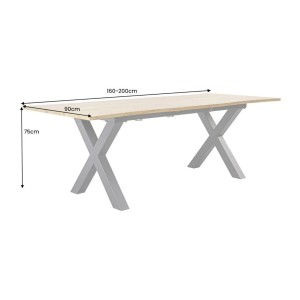 Table de salle à manger RIVET – Extensible 160 à 200 cm – Bois et métal noir – Style industriel