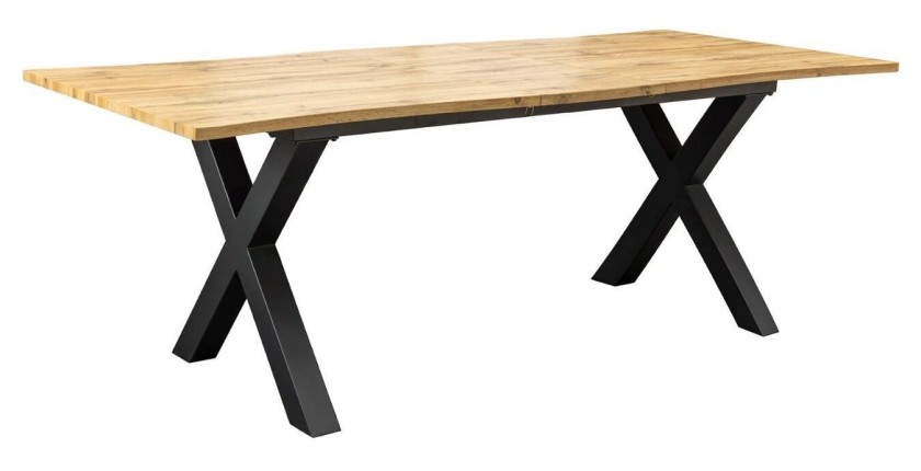 Table de salle à manger RIVET – Extensible 160 à 200 cm – Bois et métal noir – Style industriel