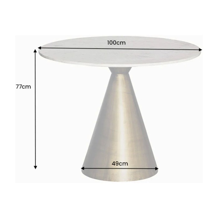 Table SOLEA 100cm marbre blanc dimensions