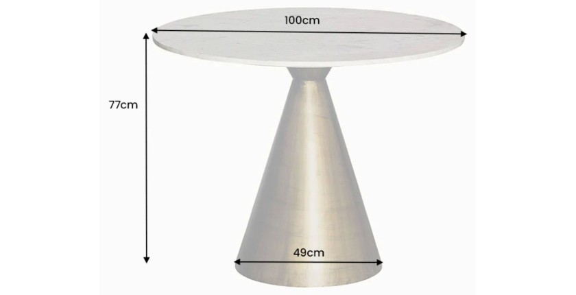 Table ronde SOLEA – Marbre blanc et pied or – Chic et moderne