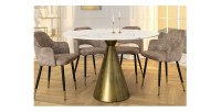 Table ronde SOLEA – Marbre blanc et pied or – Chic et moderne