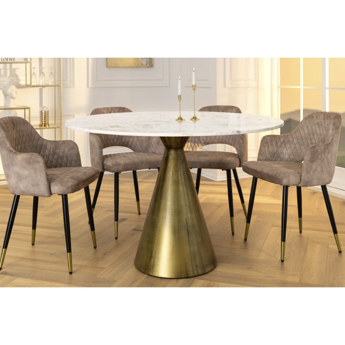 Table SOLEA 100cm marbre blanc décor 3D