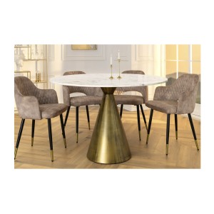 Table ronde SOLEA – Marbre blanc et pied or – Chic et moderne
