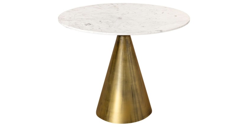 Table ronde SOLEA – Marbre blanc et pied or – Chic et moderne