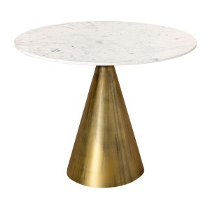 Table ronde SOLEA – Marbre blanc et pied or – Chic et moderne