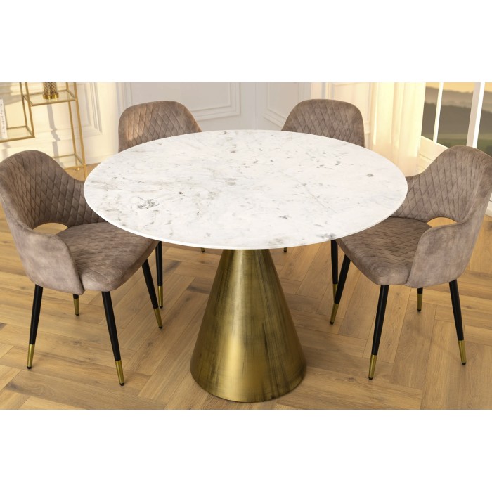 Table SOLEA 100cm marbre blanc vu de haut