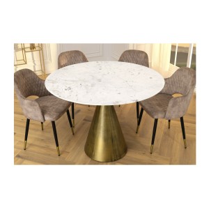 Table ronde SOLEA – Marbre blanc et pied or – Chic et moderne