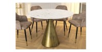 Table ronde SOLEA – Marbre blanc et pied or – Chic et moderne