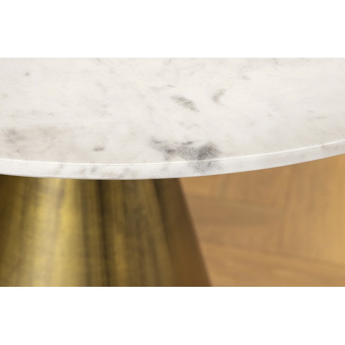 Zoom sur le côté de la table SOLEA 100cm marbre blanc