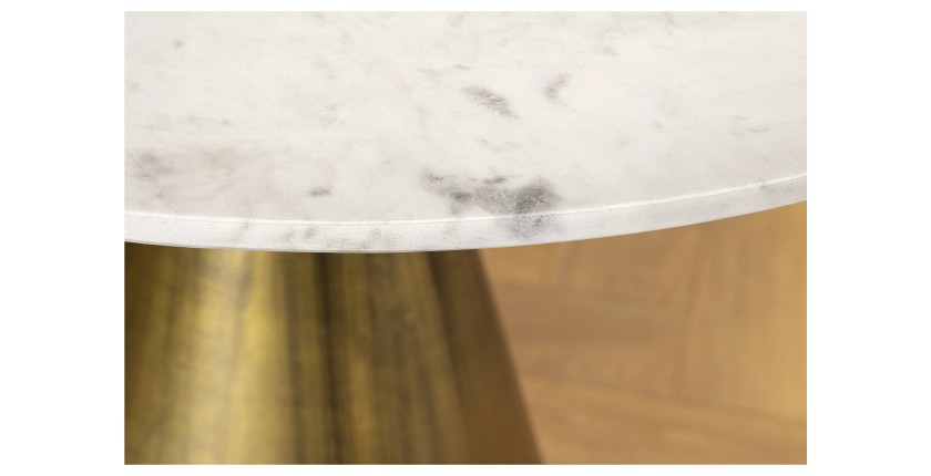 Table ronde SOLEA – Marbre blanc et pied or – Chic et moderne