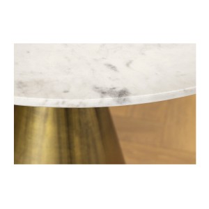 Table ronde SOLEA – Marbre blanc et pied or – Chic et moderne