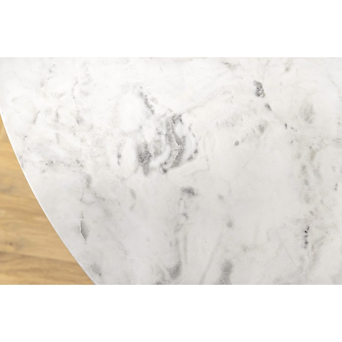 Zoom sur le plateau de la table SOLEA 100cm marbre blanc