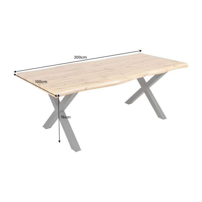 Table RIVET bois 200cm dimensions