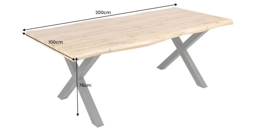 Table de salle à manger RIVET – Rectangulaire 200 cm – Bois et métal – Style industriel