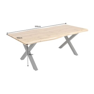 Table de salle à manger RIVET – Rectangulaire 200 cm – Bois et métal – Style industriel