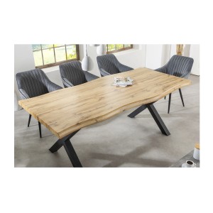 Table de salle à manger RIVET – Rectangulaire 200 cm – Bois et métal – Style industriel