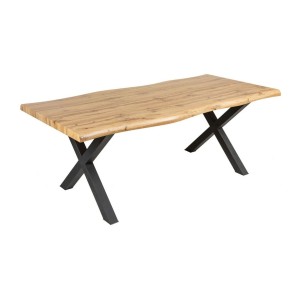 Table de salle à manger RIVET – Rectangulaire 200 cm – Bois et métal – Style industriel