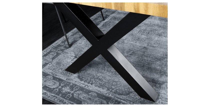 Table de salle à manger RIVET – Rectangulaire 200 cm – Bois et métal – Style industriel