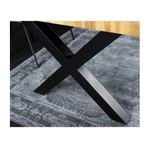 Table de salle à manger RIVET – Rectangulaire 200 cm – Bois et métal – Style industriel