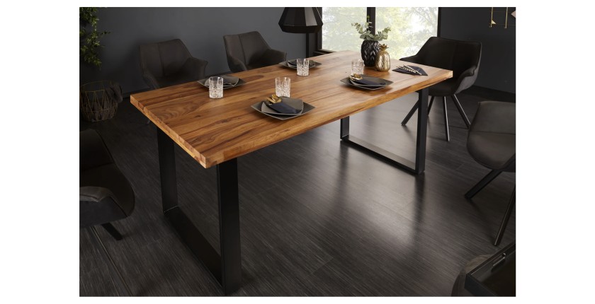 Table LODEN – Rectangulaire 160 cm – Bois Sheesham et métal – Style industriel