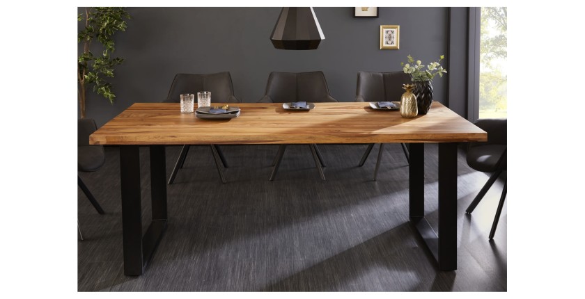Table LODEN – Rectangulaire 160 cm – Bois Sheesham et métal – Style industriel