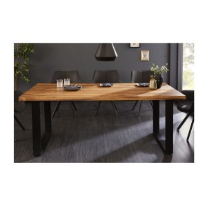 Table LODEN – Rectangulaire 160 cm – Bois Sheesham et métal – Style industriel