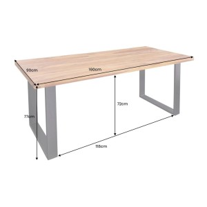 Table LODEN – Rectangulaire 160 cm – Bois Sheesham et métal – Style industriel