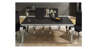 Table VELENA – Rectangulaire 180 cm – Plateau pierre frittée et acier chromé – Style baroque