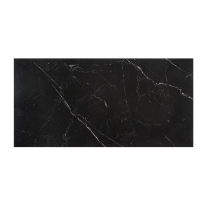 Table VELENA – Rectangulaire 180 cm – Plateau pierre frittée et acier chromé – Style baroque