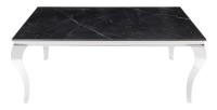 Table VELENA – Rectangulaire 180 cm – Plateau pierre frittée et acier chromé – Style baroque