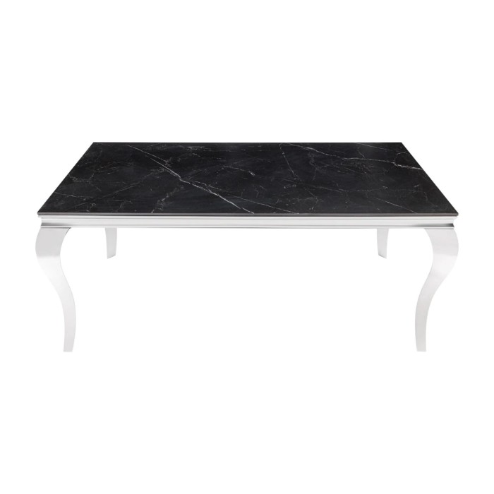 Table VELENA noir vu de face sur fond blanc