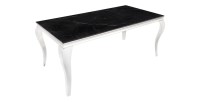 Table VELENA – Rectangulaire 180 cm – Plateau pierre frittée et acier chromé – Style baroque